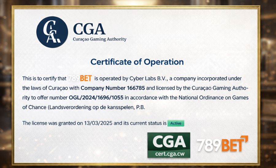 789BET là nhà cái được cấp phép hoạt động hợp pháp bởi CGA